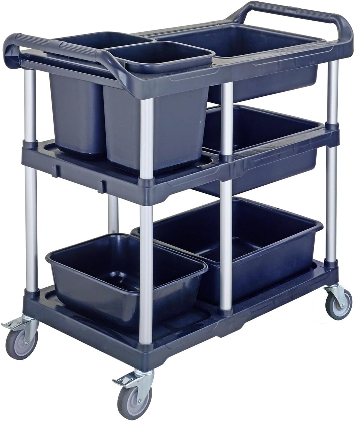 Abräumwagen mit 4 Becken und 2 Eimern