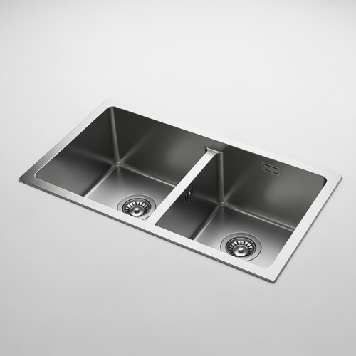 Einbauspüle Edelstahl 2 Becken 80 cm