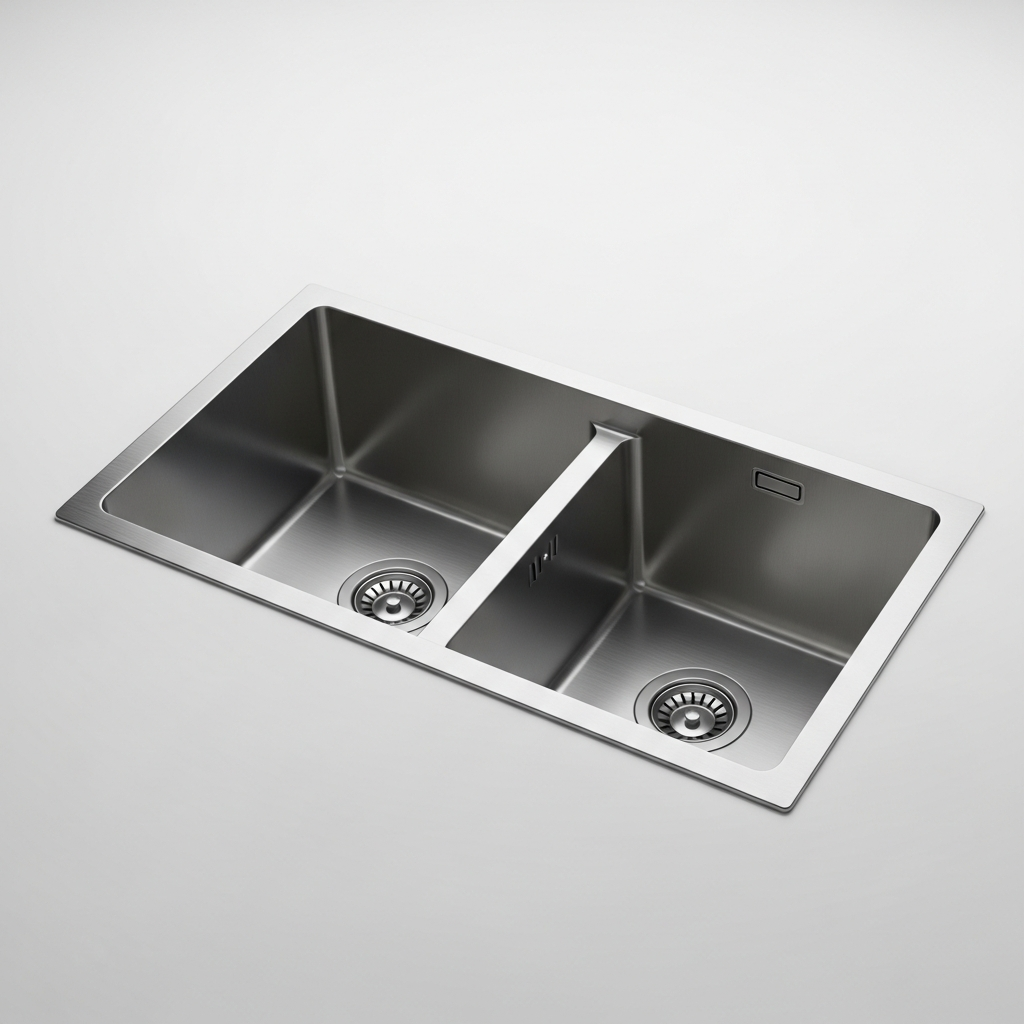 Einbauspüle Edelstahl 2 Becken 80 cm
